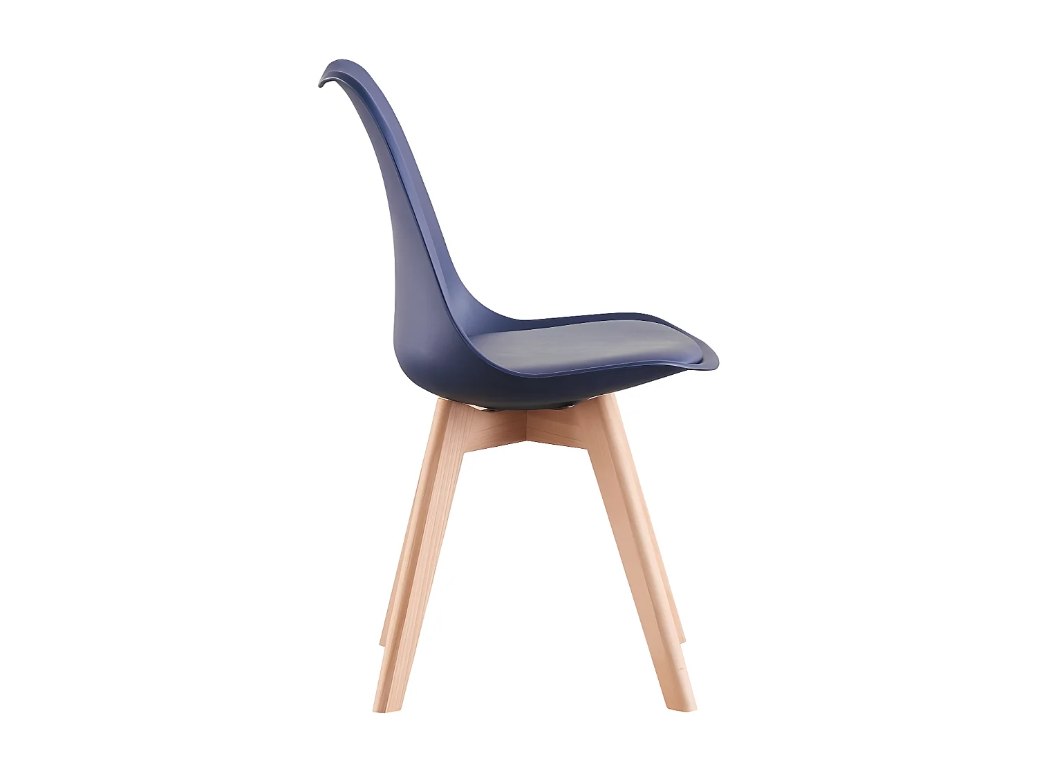 Ensemble de 4 Chaises de Salle à Manger Lorenzo avec Siège en Similicuir Élégant et Pieds en Bois Massif - Parfait pour Salle à Manger, Salon - Bleu