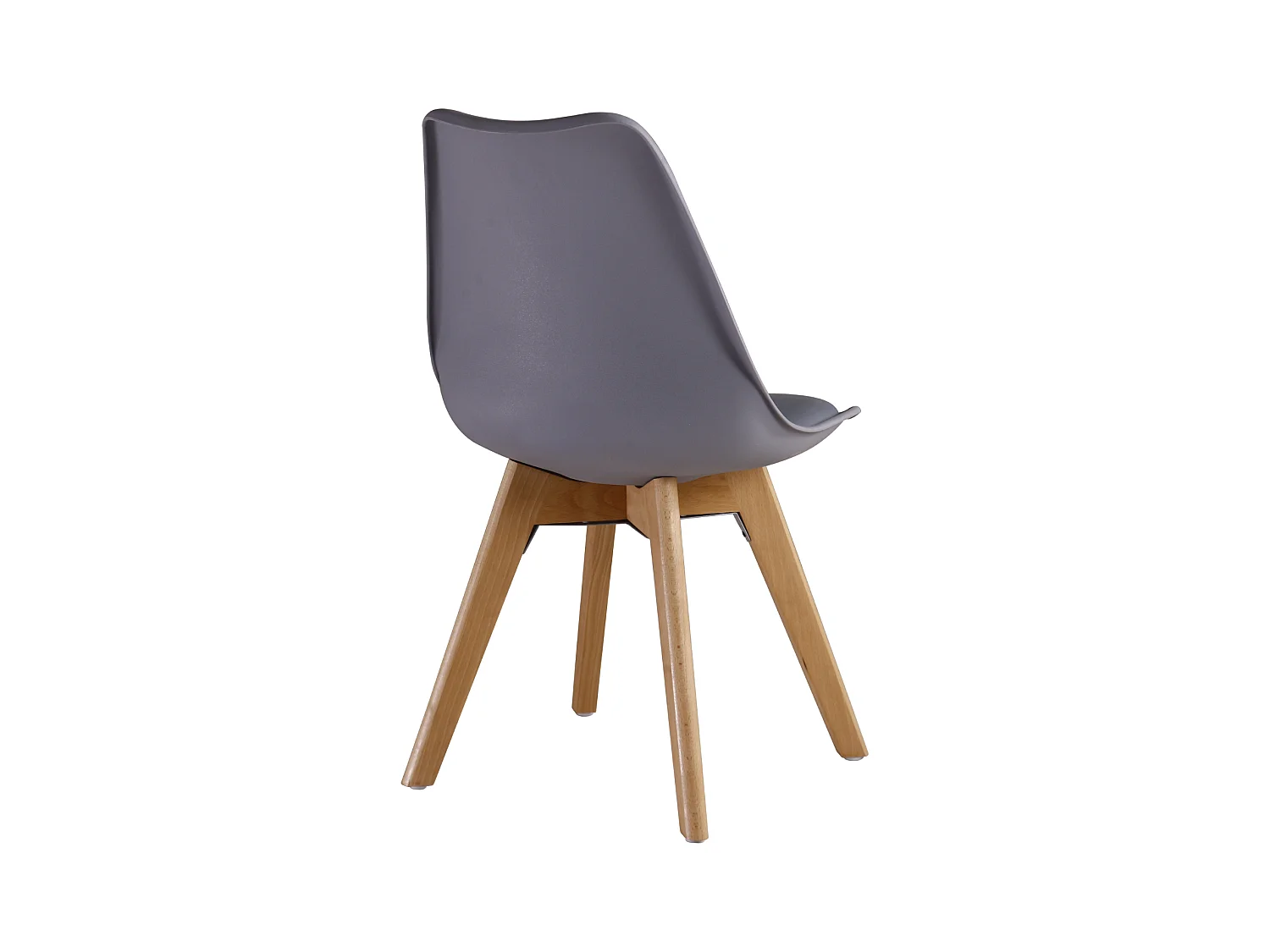 Ensemble de 4 chaises de salle à manger Lorenzo avec siège élégant en similicuir et pieds en bois massif - Parfait pour la salle à manger, le salon - Gris