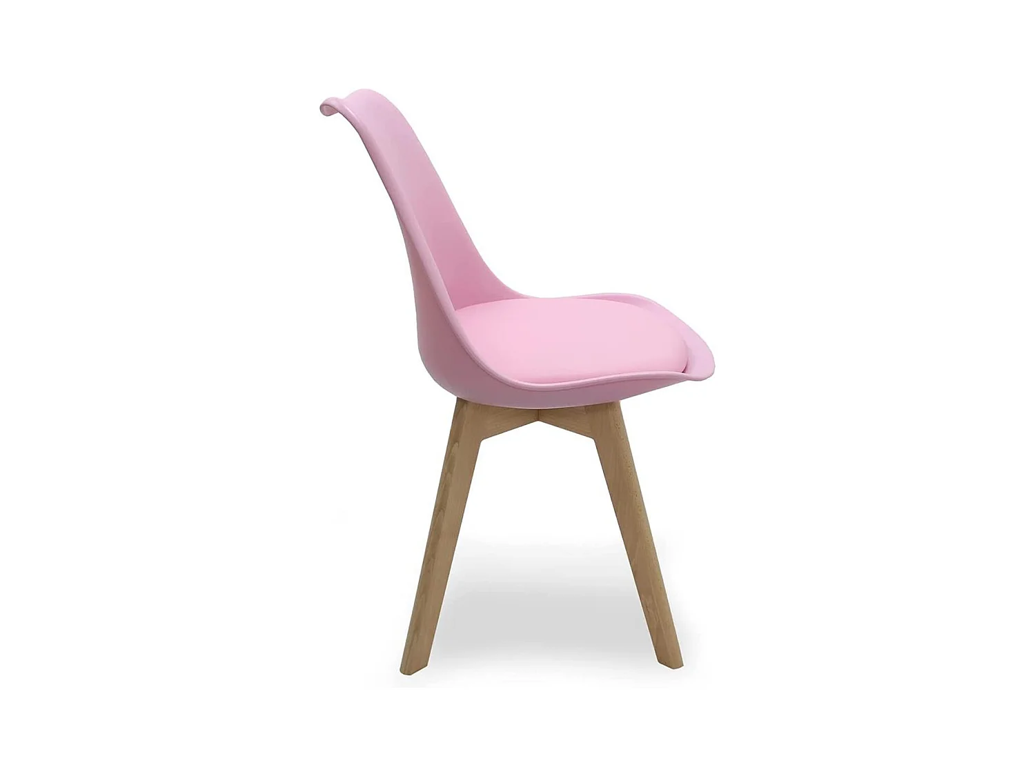 Ensemble de 4 chaises de salle à manger Lorenzo avec siège en similicuir élégant et pieds en bois massif - Parfait pour la salle à manger, le salon - Rose