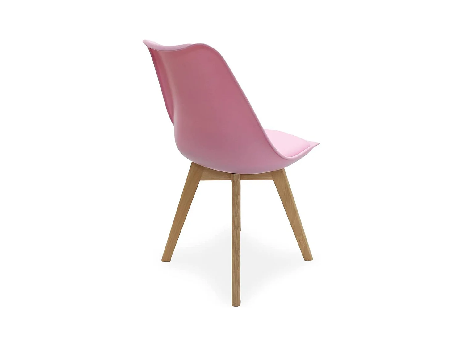 Ensemble de 4 chaises de salle à manger Lorenzo avec siège en similicuir élégant et pieds en bois massif - Parfait pour la salle à manger, le salon - Rose