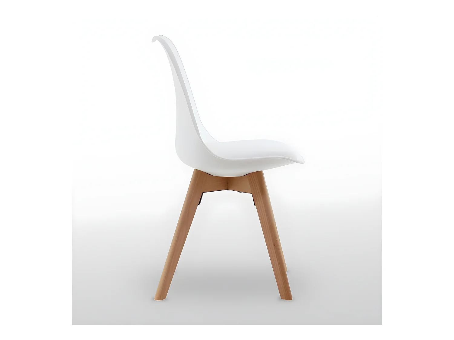 Ensemble de 4 chaises de salle à manger Lorenzo avec siège élégant en similicuir et pieds en bois massif - Parfait pour la salle à manger, le salon - Blanc