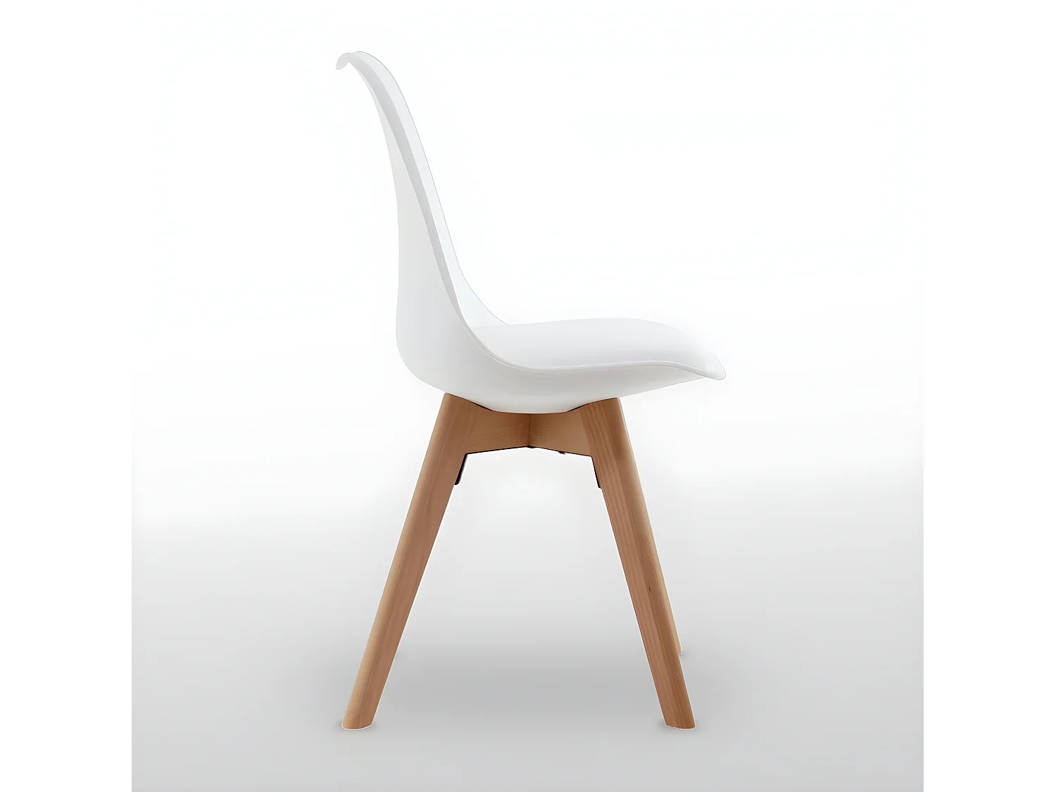 Ensemble de 4 chaises de salle à manger Lorenzo avec siège élégant en similicuir et pieds en bois massif - Parfait pour la salle à manger, le salon - Blanc