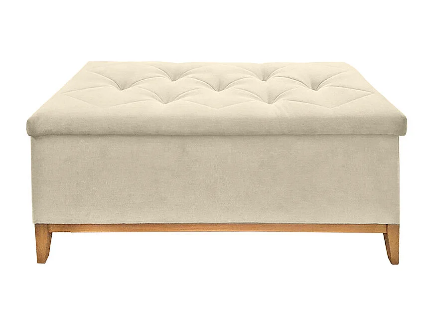 Banc / Bout de lit avec coffre de rangement tissu doux écru - SKY