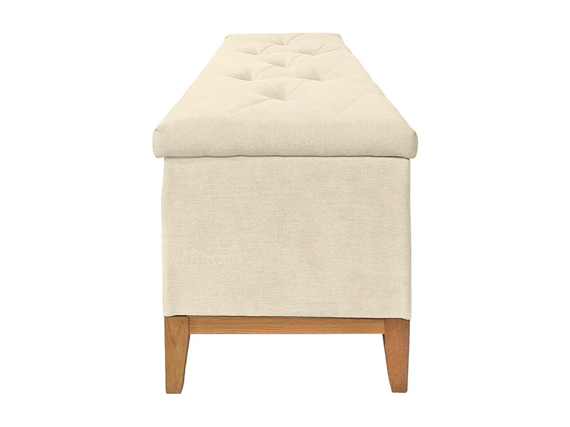 Banc / Bout de lit avec coffre de rangement tissu doux écru - SKY
