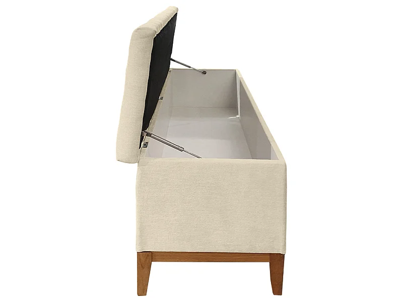 Banc / Bout de lit avec coffre de rangement tissu doux écru - SKY