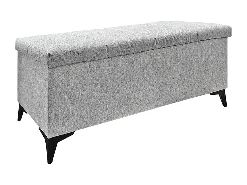 Banc / Bout de lit avec coffre de rangement tissu gris chiné - AISHA