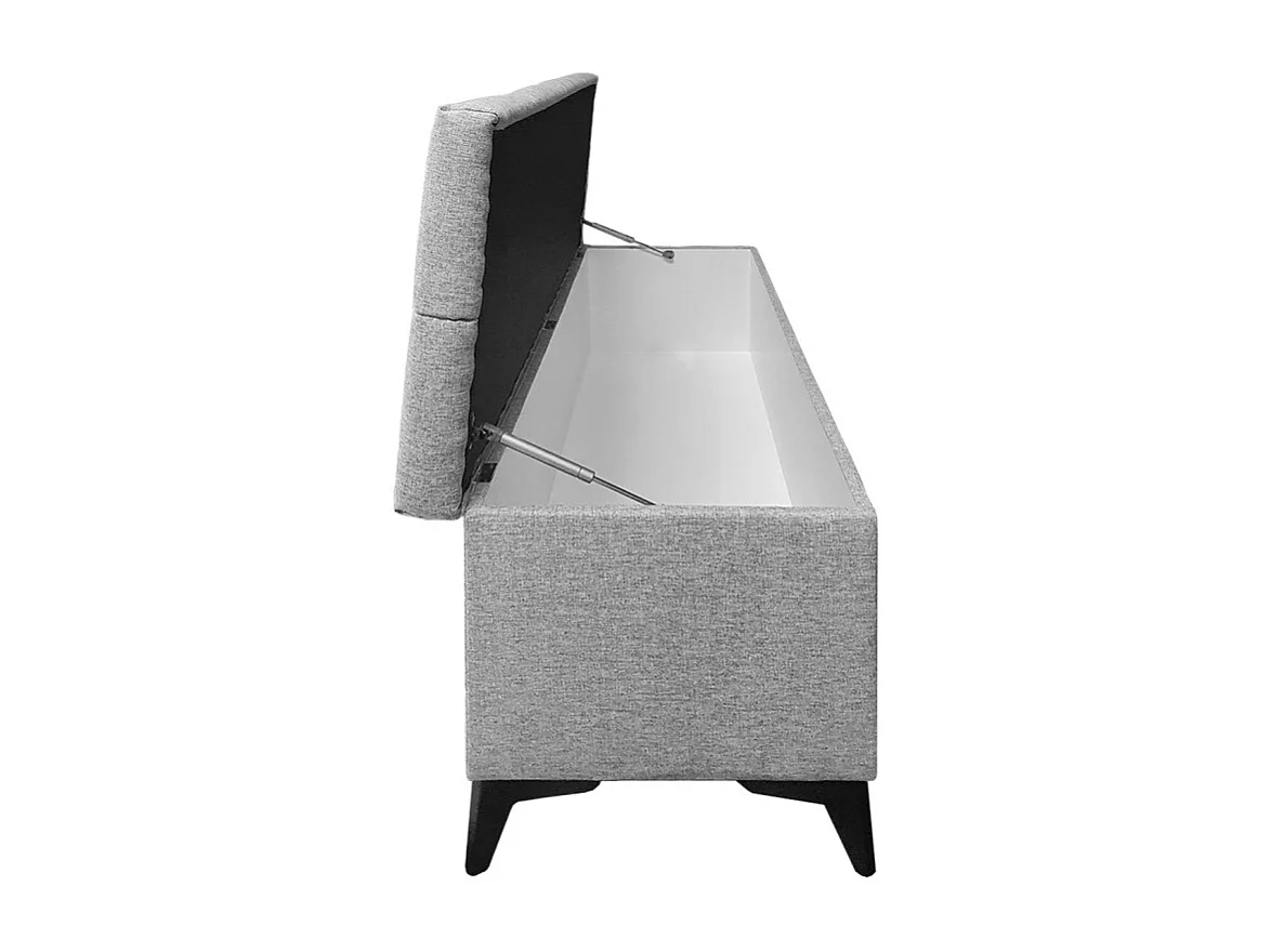 Banc / Bout de lit avec coffre de rangement tissu gris chiné - AISHA