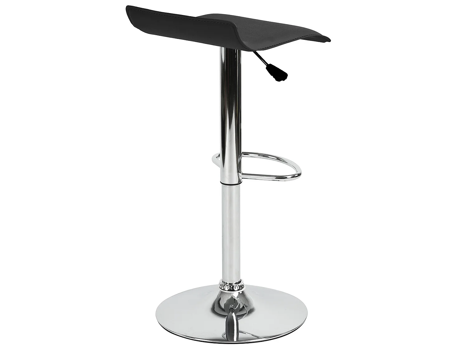 Lot de 2 tabourets de bar pivotants réglables en cuir PU noir avec base chromée et repose-pieds