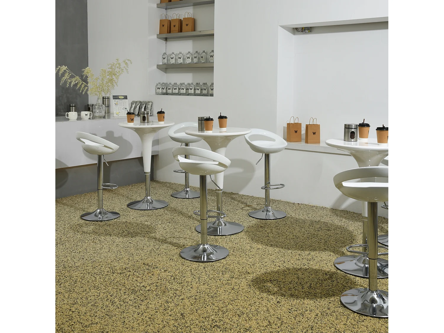 Lot de 2 tabourets de bar pivotants réglables en hauteur ABS blanc brillant ergonomiques profilés avec repose-pieds