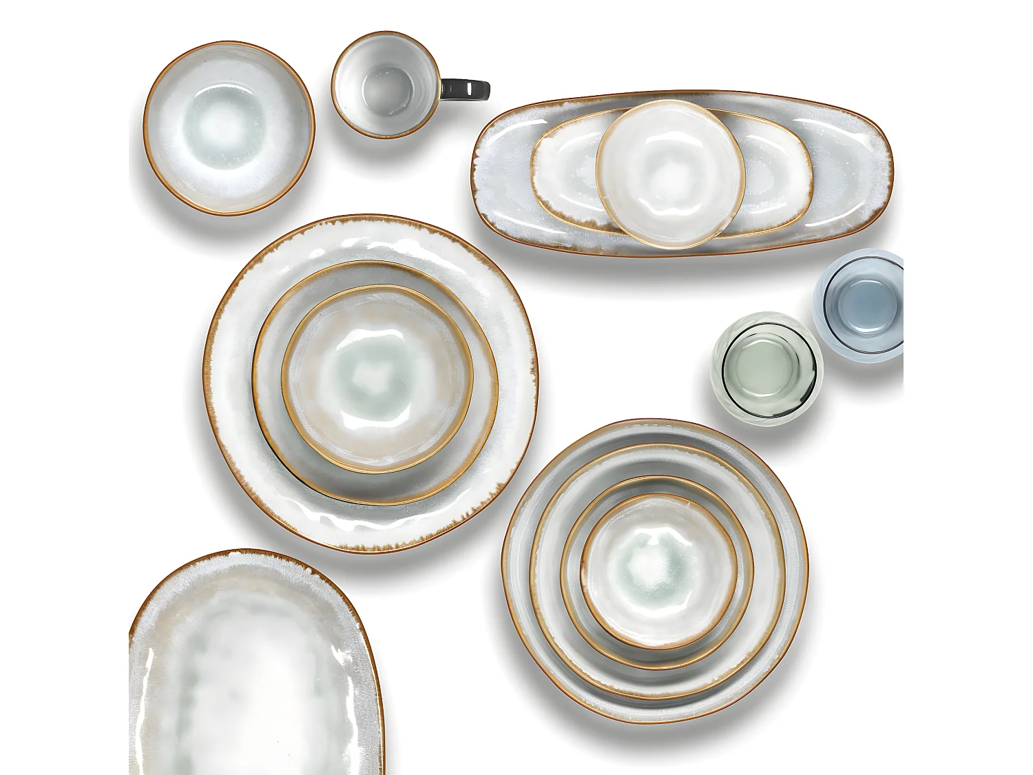 Shadow Aqua - Plat ovale extra large 36 x 22 cm (x2)