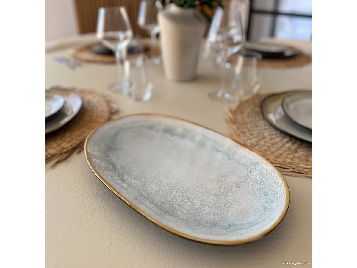 Shadow Aqua - Plat ovale extra large 36 x 22 cm (x2)