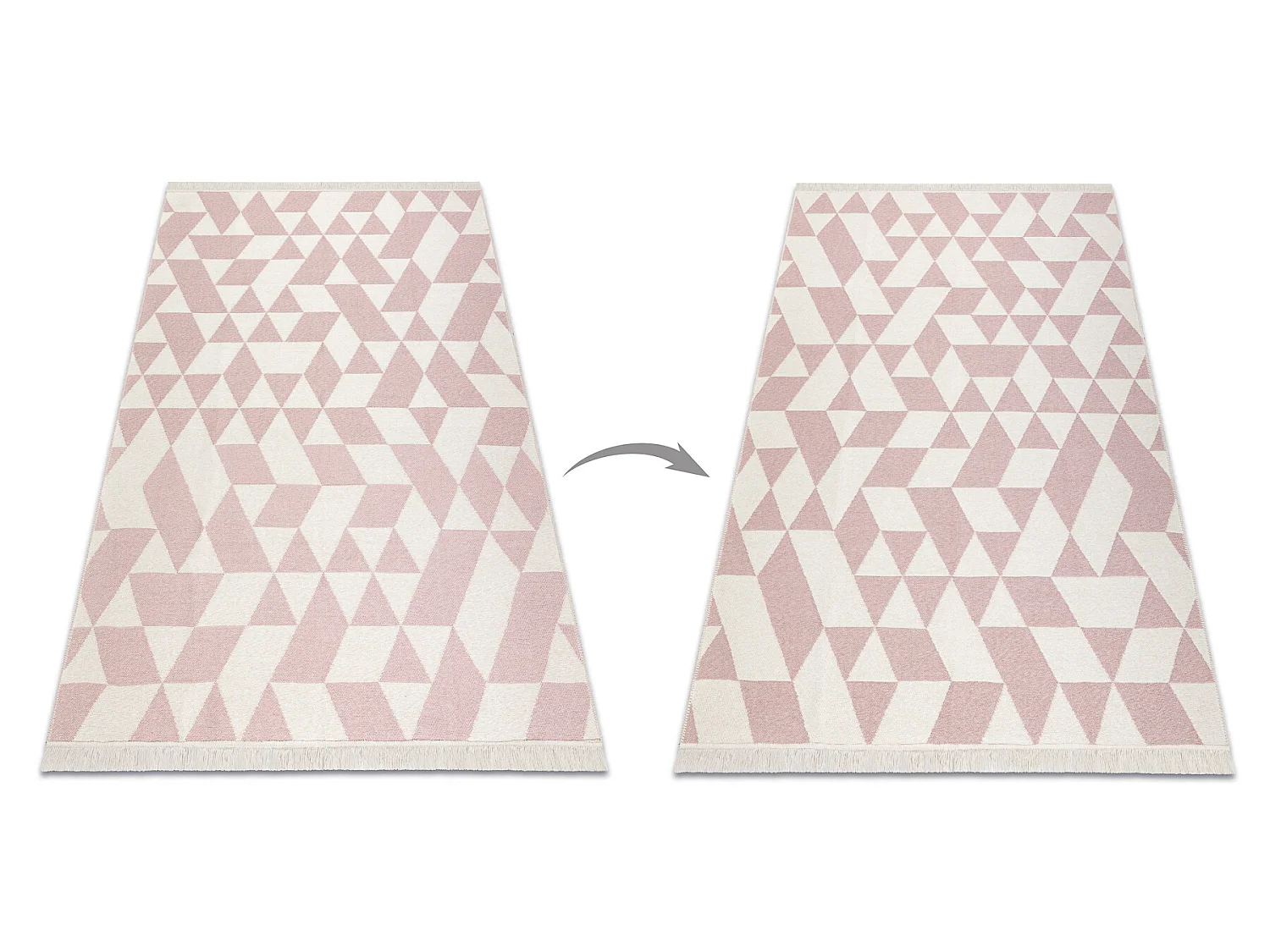 Tapijt TWIN 22992 geometrisch, katoen, dubbelzijdig, Ecologische franj 80x150 cm