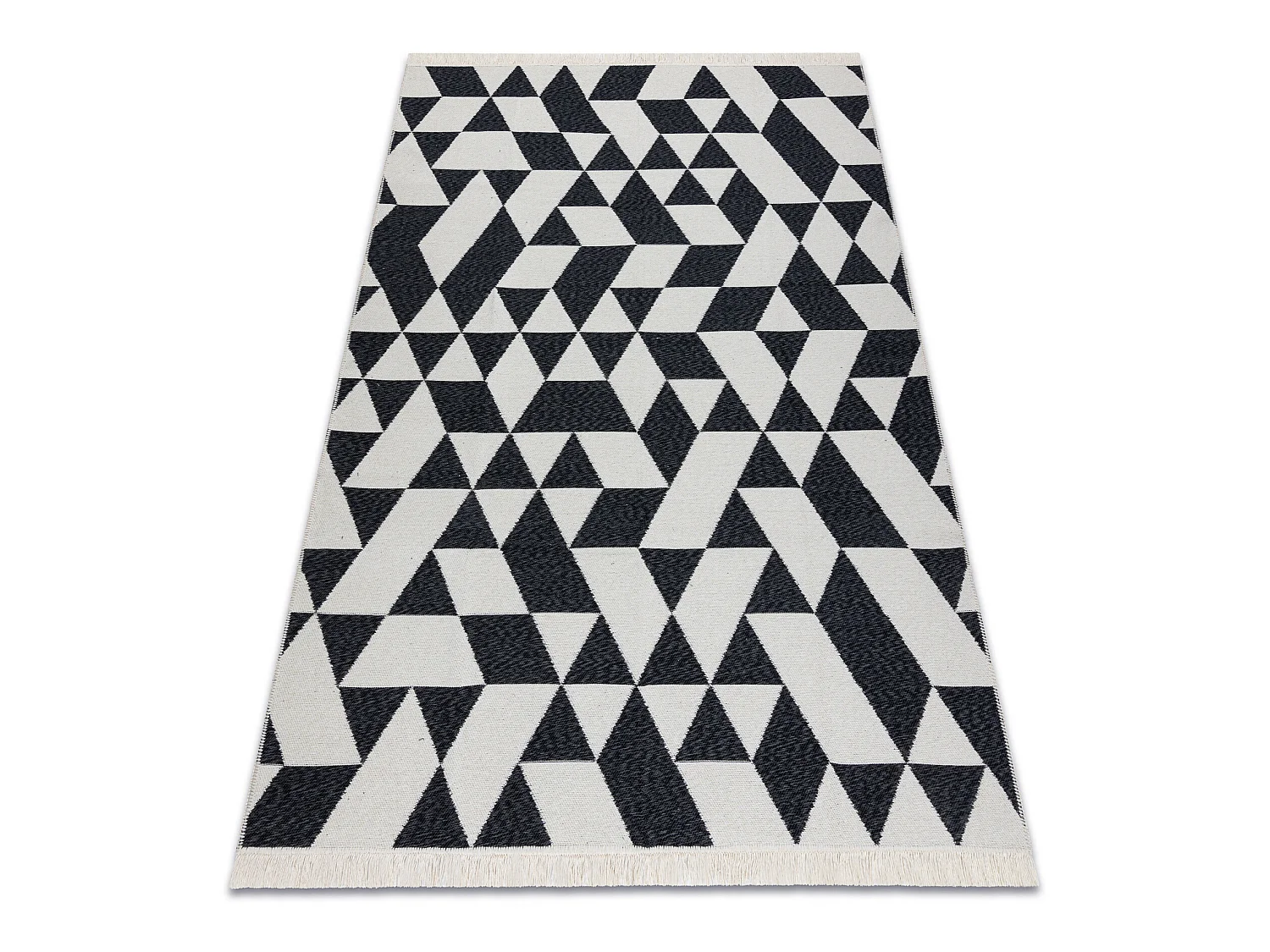 Tapis TWIN 22992 géométrique, Coton, double face Franges écologique 60x90 cm