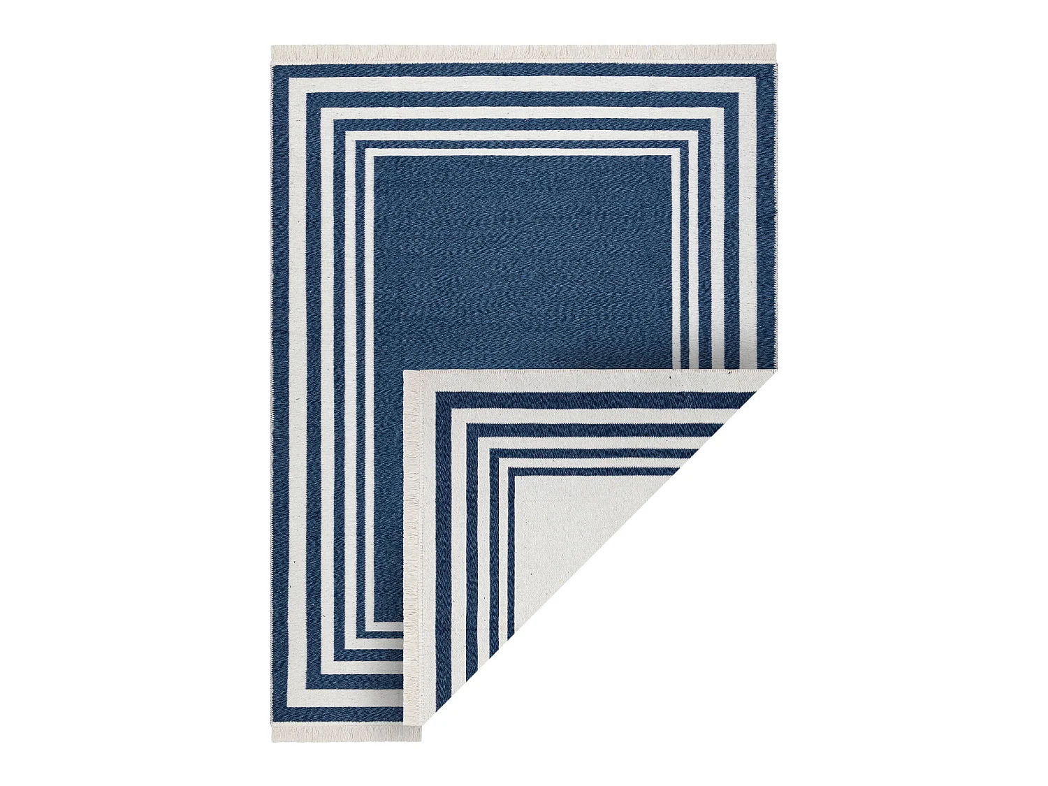 Tapis TWIN 22990 Cadre, Coton, double face, Franges écologiques - ble 100x200 cm