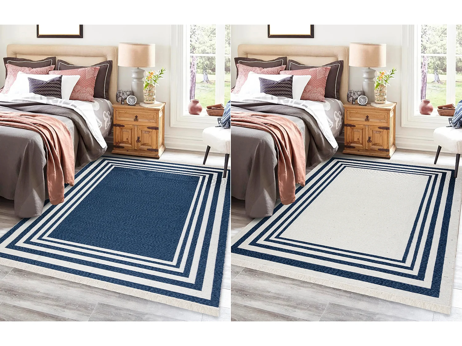 Teppich TWIN 22990 Rahmen, Baumwolle, doppelseitig, Rauten Ökologisch 100x200 cm