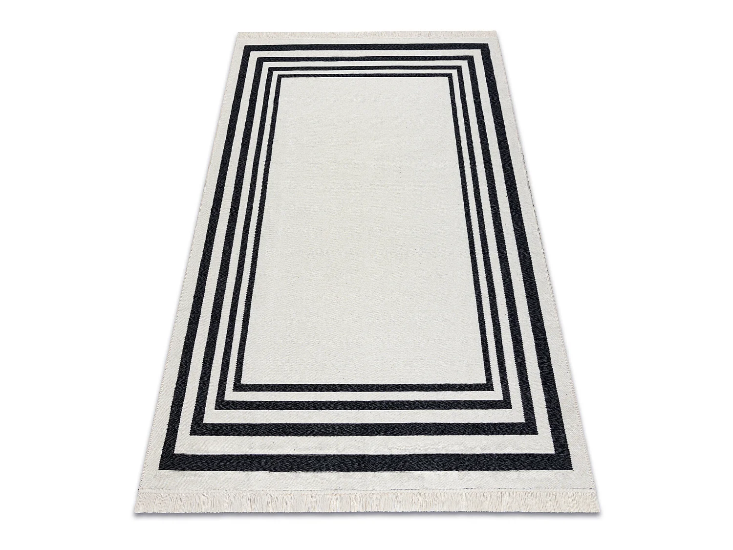 Tapijt TWIN 22990 Kader, katoen, dubbelzijdig, Ecologische franjes - z 80x150 cm