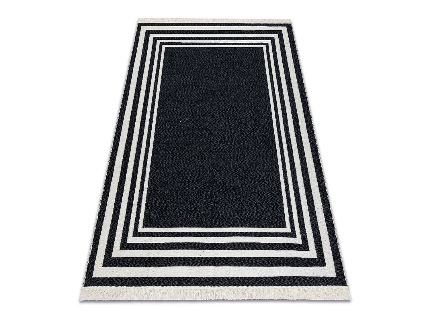 Tapijt TWIN 22990 Kader, katoen, dubbelzijdig, Ecologische franjes - z 80x150 cm