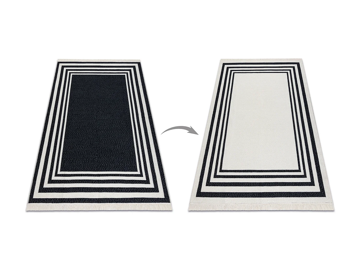 Tapijt TWIN 22990 Kader, katoen, dubbelzijdig, Ecologische franjes - z 80x150 cm