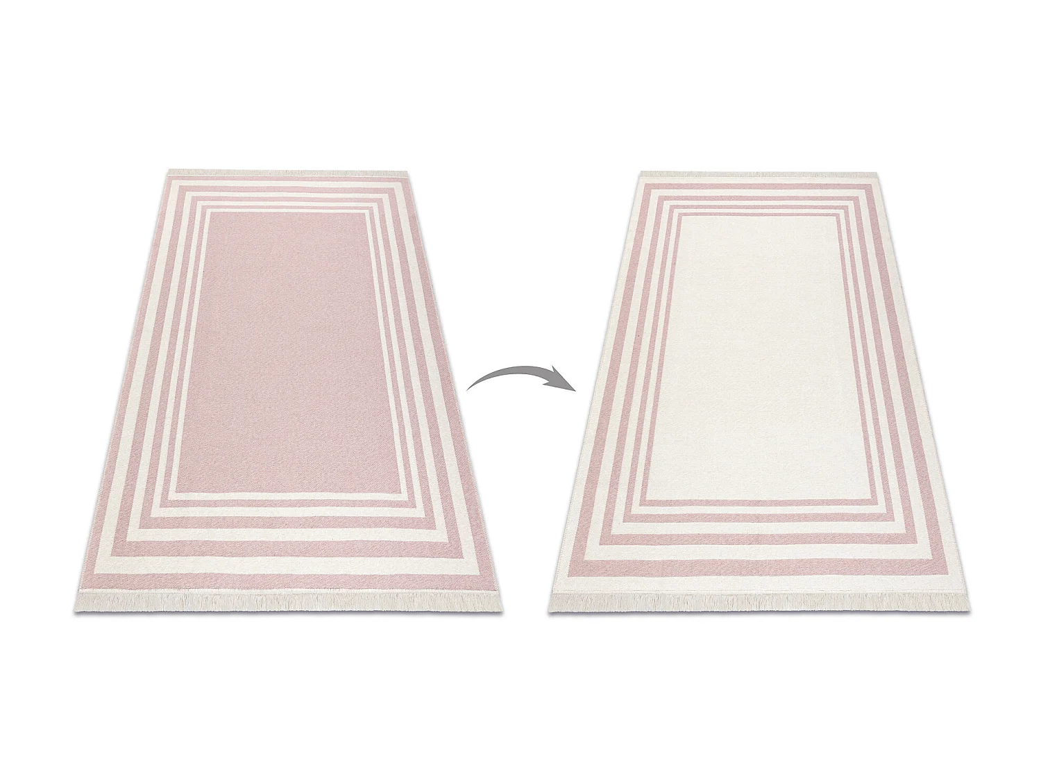 Tapijt TWIN 22990 Kader, katoen, dubbelzijdig, Ecologische franjes - r 180x270 cm