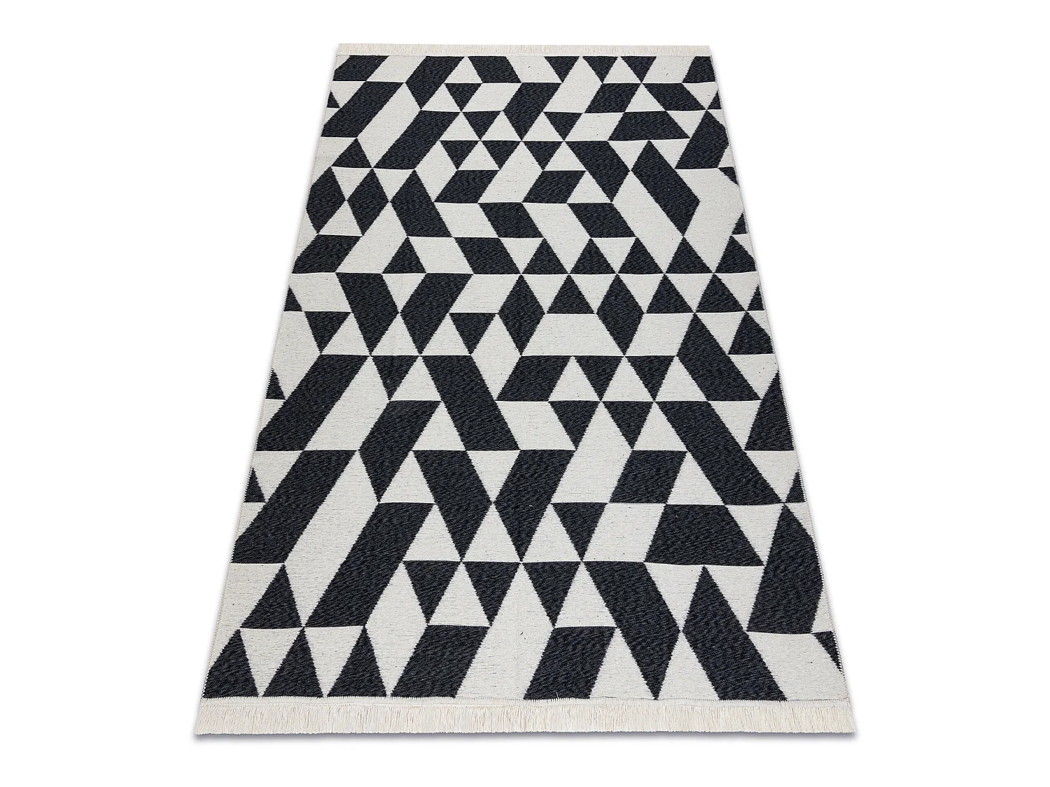Tapis TWIN 22992 géométrique, Coton, double face Franges écologique 140x190 cm