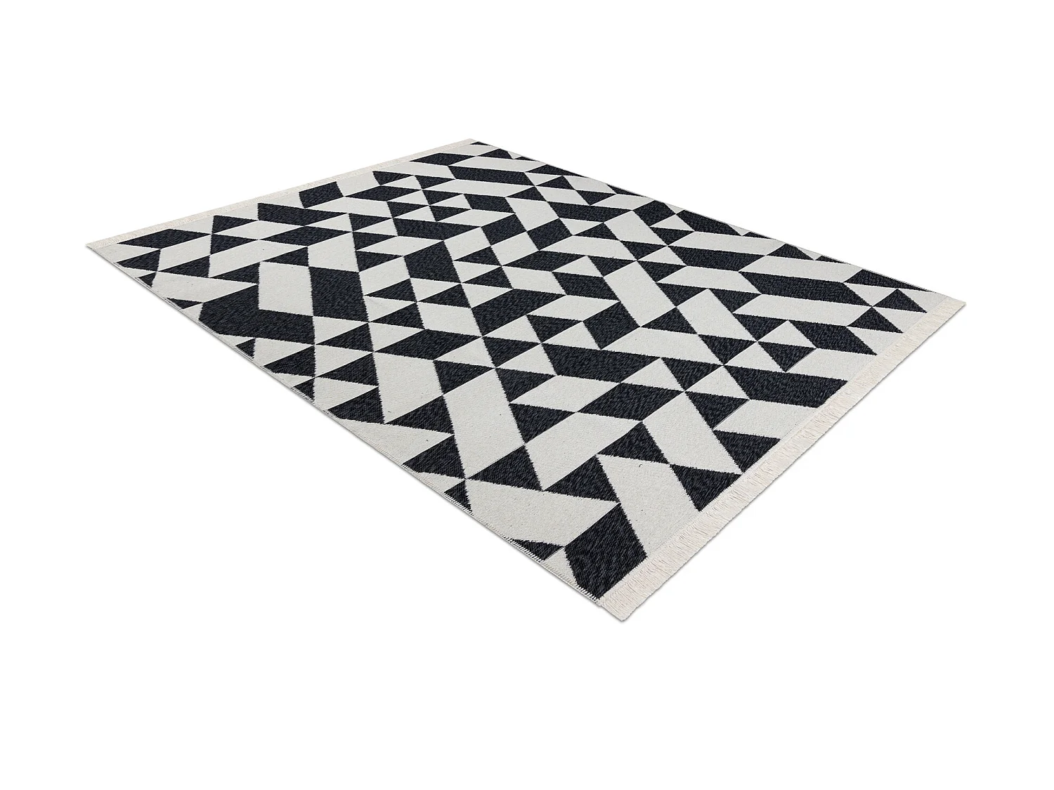 Tapis TWIN 22992 géométrique, Coton, double face Franges écologique 140x190 cm