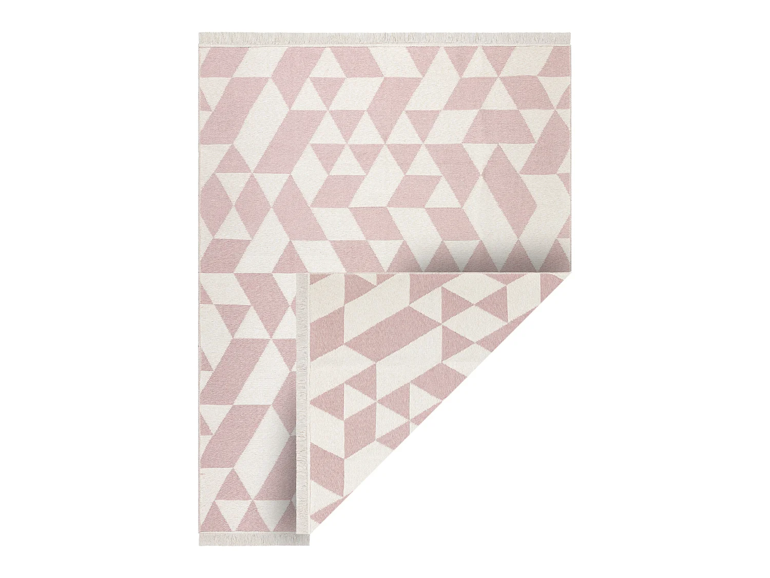 Tappeto TWIN 22992 geometrica, cotone, bifacciale, Frange ecologiche - 60x90 cm