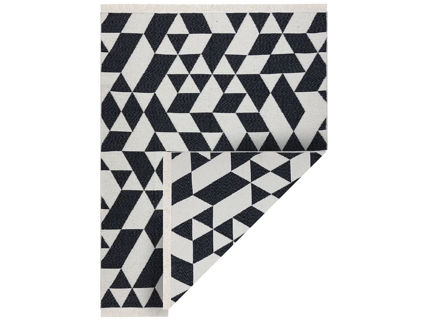 Tapis TWIN 22992 géométrique, Coton, double face Franges écologique 80x150 cm