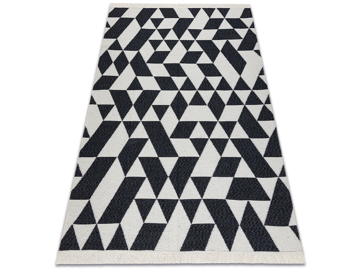 Tapis TWIN 22992 géométrique, Coton, double face Franges écologique 80x150 cm