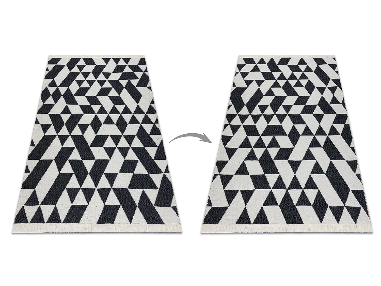 Tapis TWIN 22992 géométrique, Coton, double face Franges écologique 80x150 cm