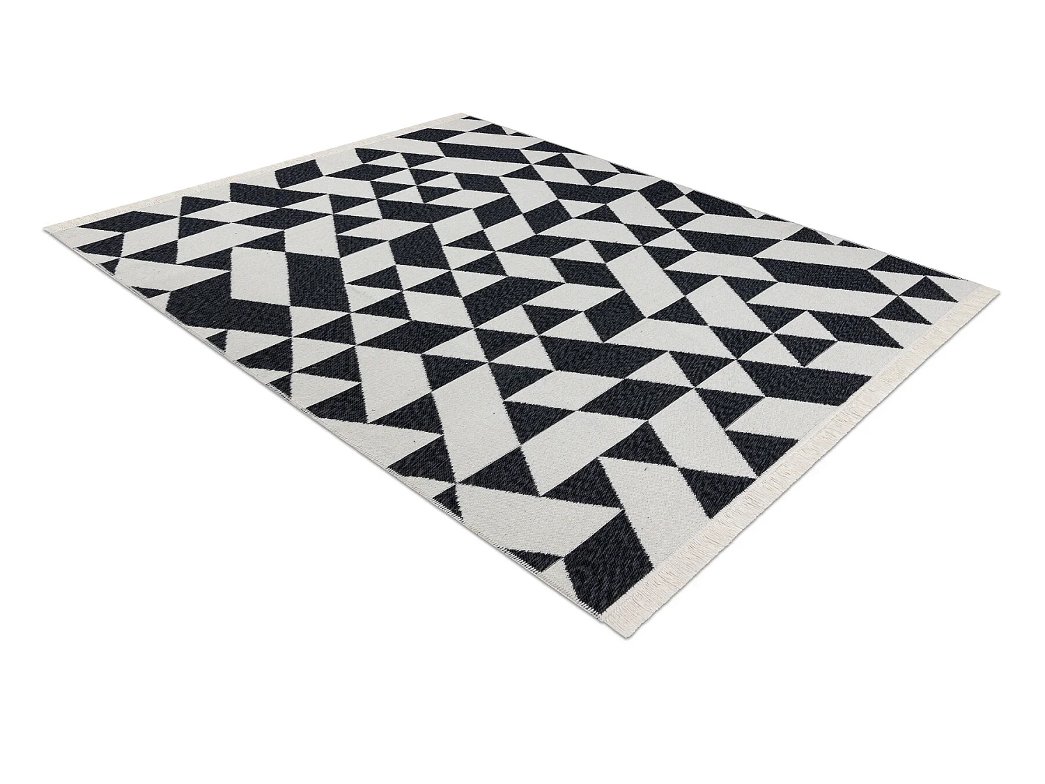 Tapis TWIN 22992 géométrique, Coton, double face Franges écologique 80x150 cm
