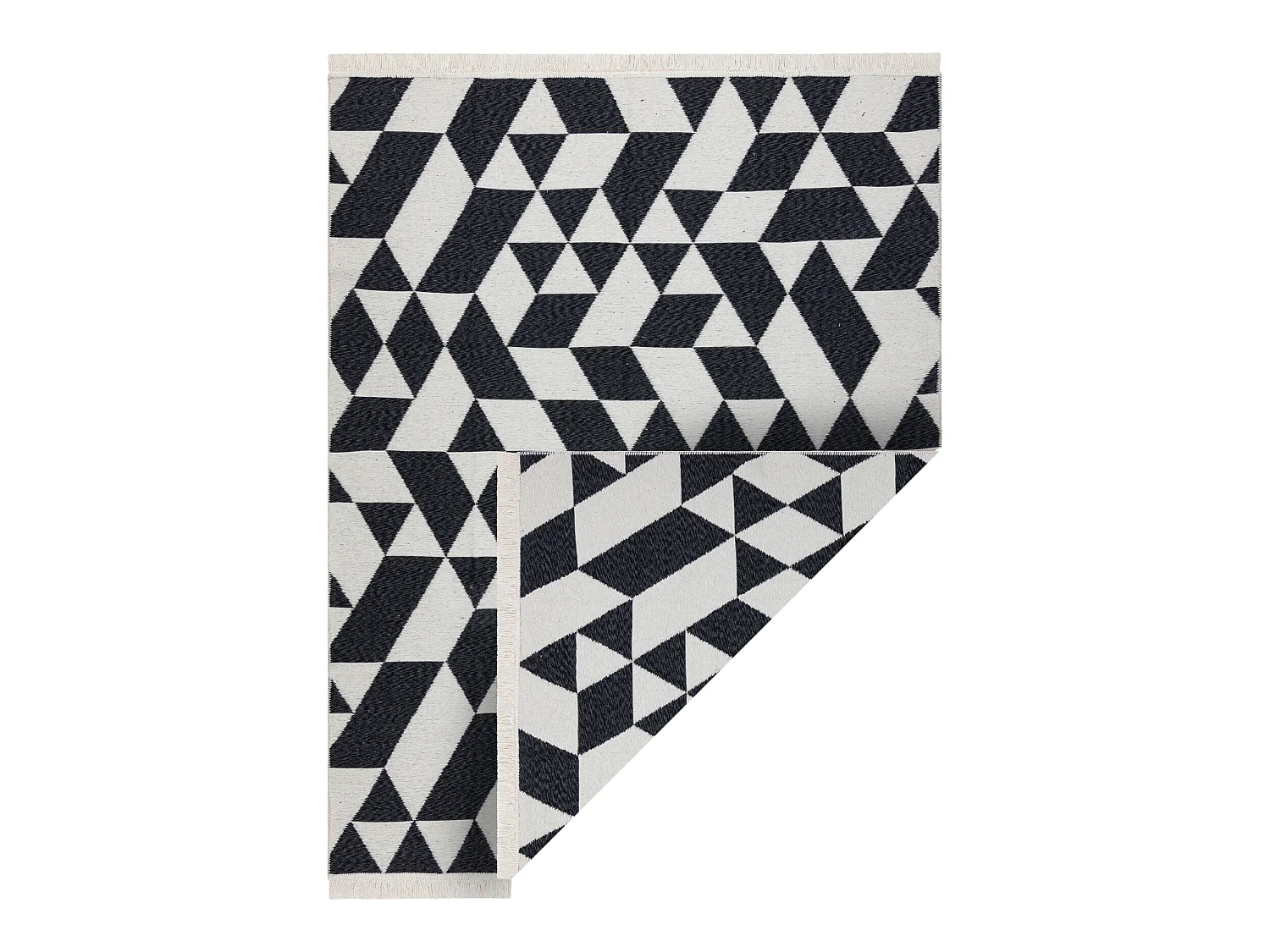 Tapijt TWIN 22992 geometrisch, katoen, dubbelzijdig, Ecologische franj 80x150 cm