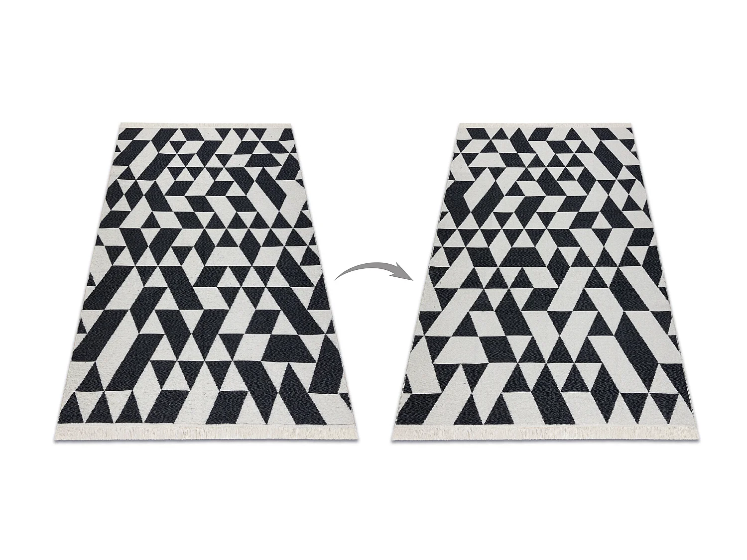 Tapis TWIN 22992 géométrique, Coton, double face Franges écologique 180x270 cm