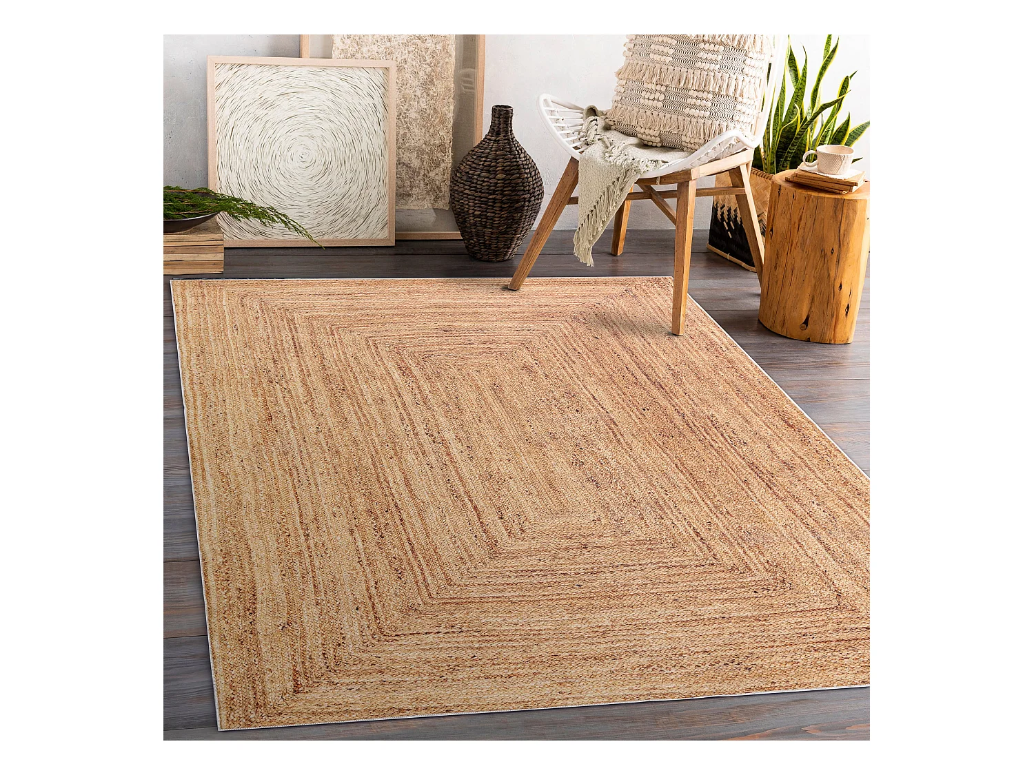 ANDRE 1017 tapijt wasbaar vlecht, antislip - beige 160x220 cm