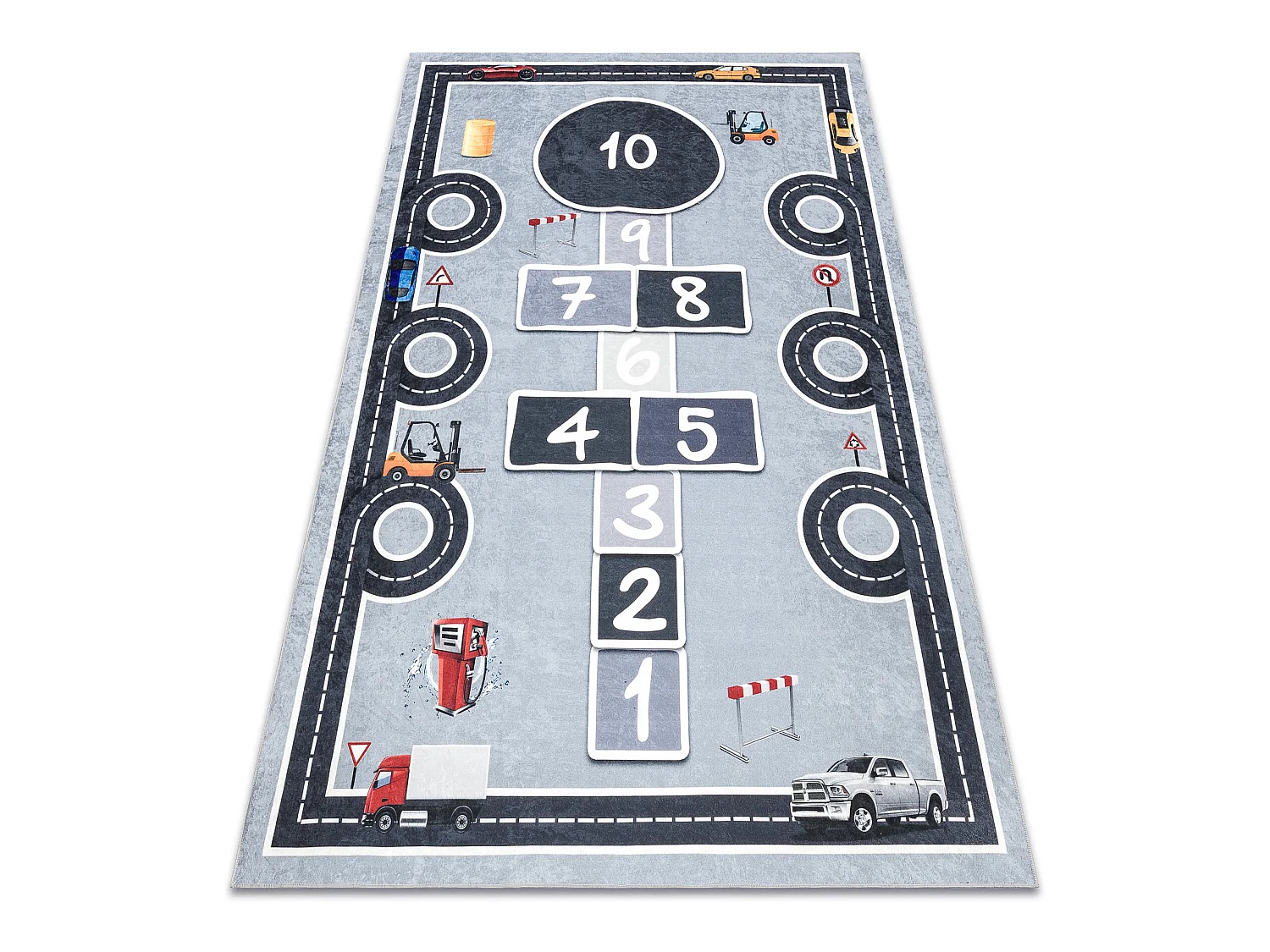 BAMBINO 2279 wastapijt Streets, hinkelen, cijfers voor kinderen antisl 80x150 cm