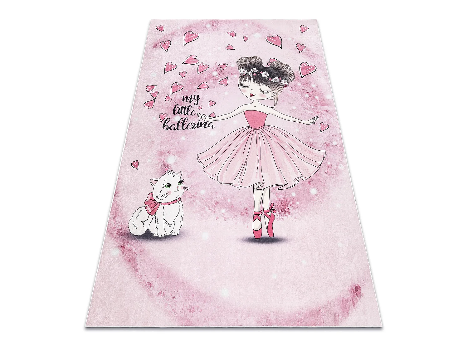 Tapis lavable BAMBINO 2185 Ballerine, minou pour les enfants antidéra 80x150 cm