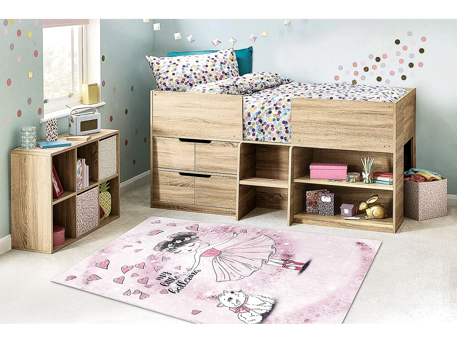 Tapis lavable BAMBINO 2185 Ballerine, minou pour les enfants antidéra 120x170 cm