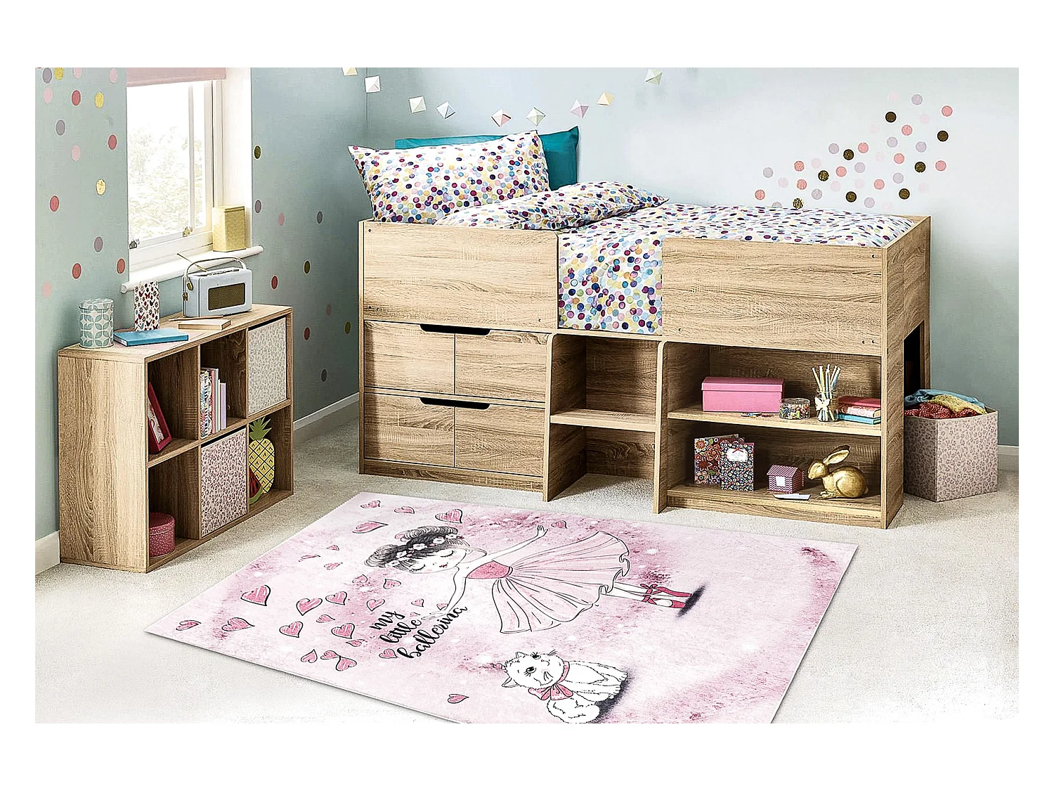 Tapis lavable BAMBINO 2185 Ballerine, minou pour les enfants antidéra 120x170 cm