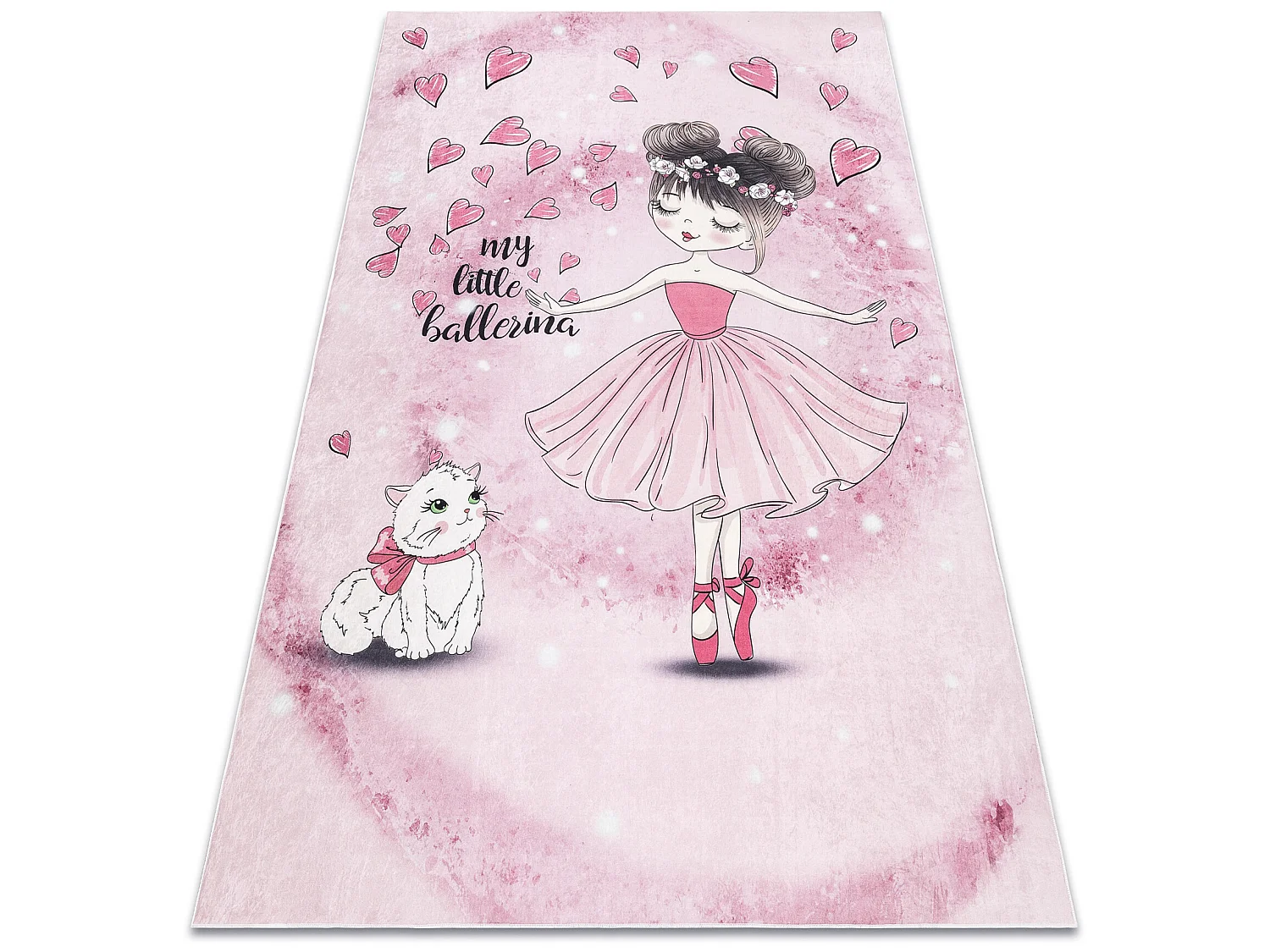 BAMBINO 2185 wastapijt Ballerina, poesje voor kinderen antislip - roze 140x190 cm