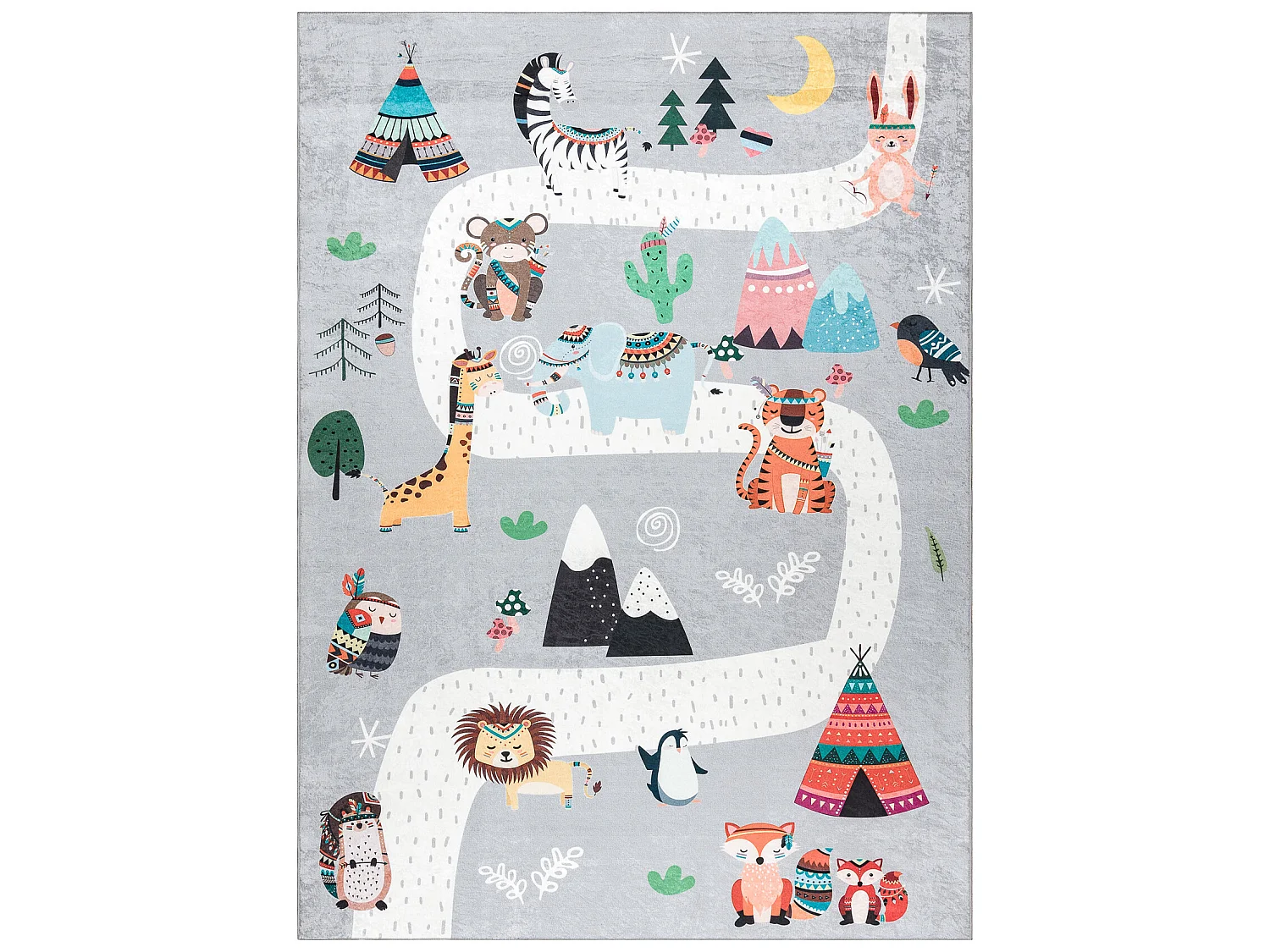 BAMBINO 2160 wasbaar tapijt Streets, indianendorp, dieren voor kindere 120x170 cm