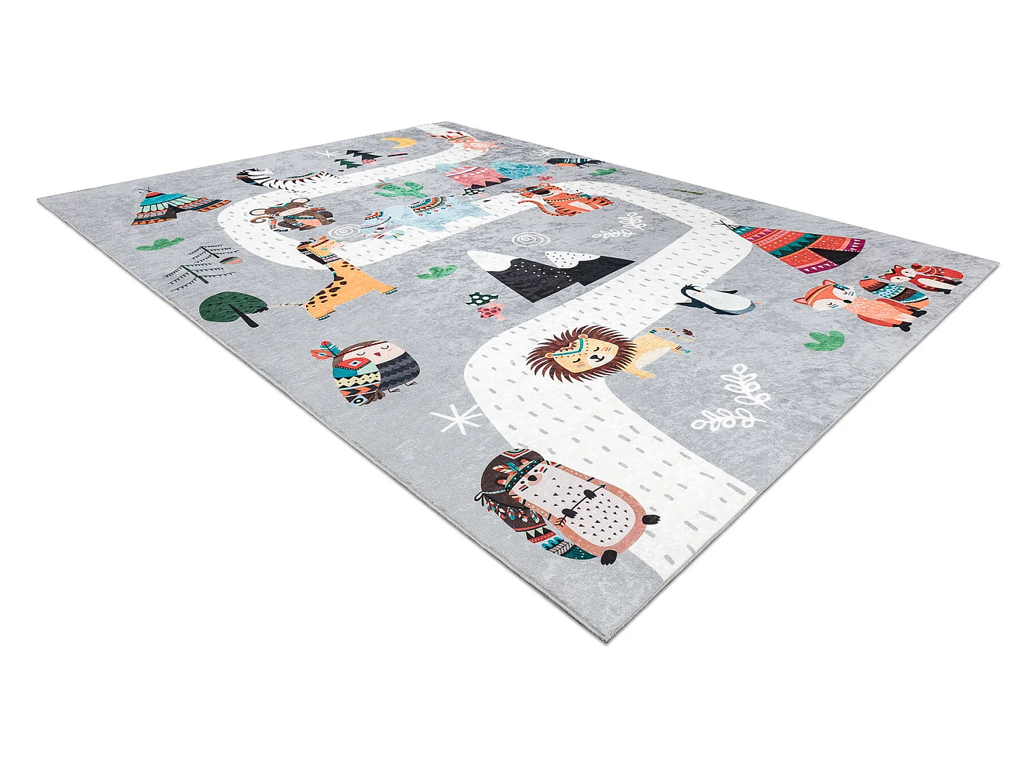 BAMBINO 2160 wasbaar tapijt Streets, indianendorp, dieren voor kindere 120x170 cm