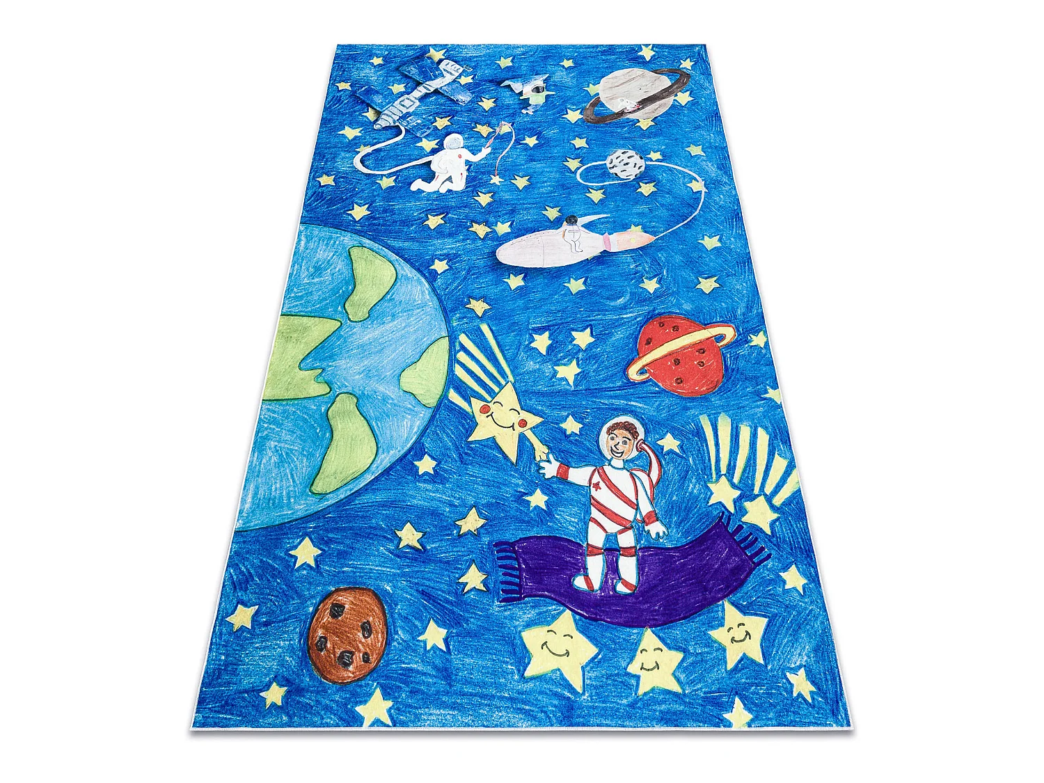 Tapis lavable BAMBINO 2265 Fusée spatiale pour les enfants antidérap 140x190 cm
