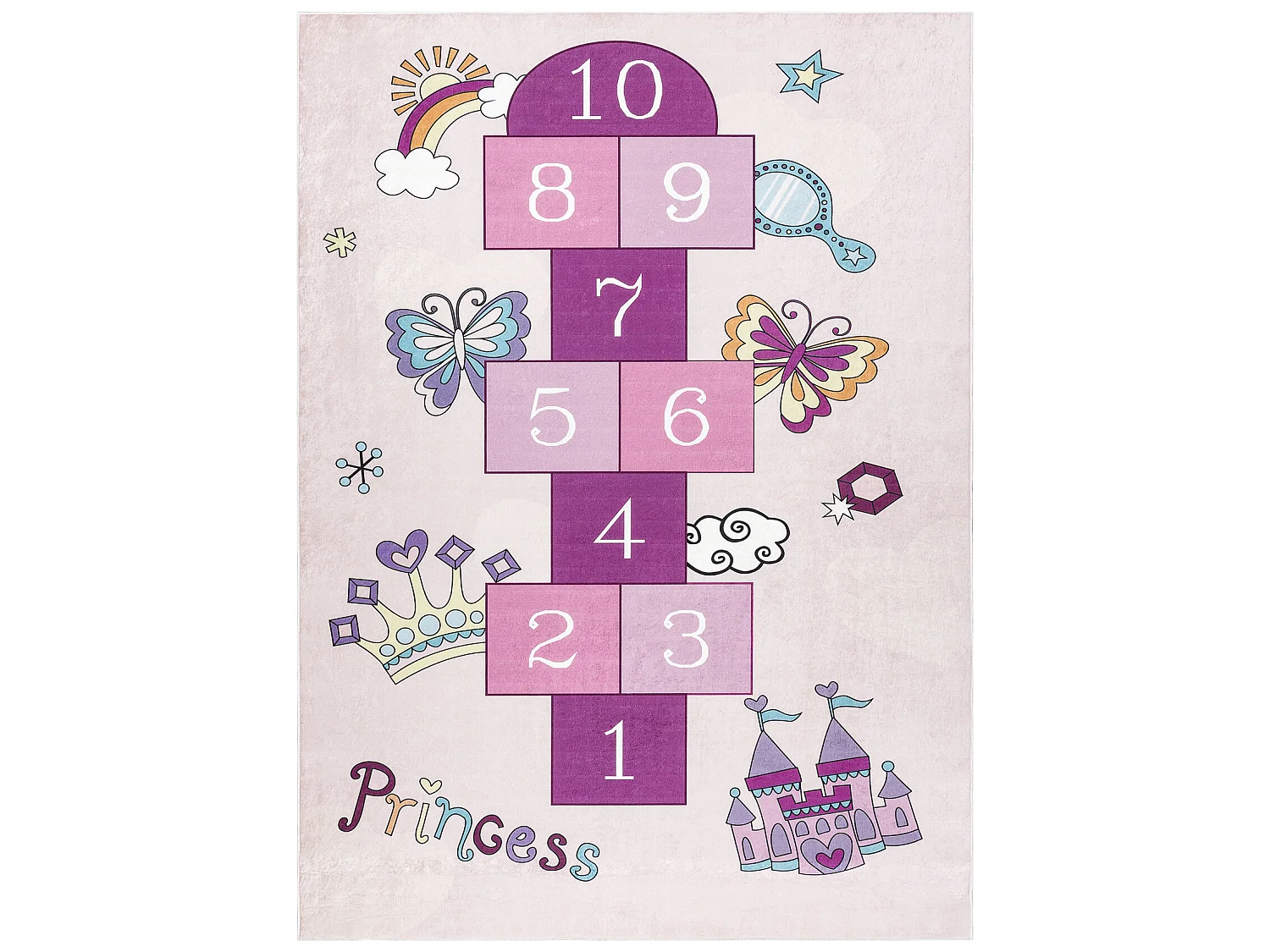 BAMBINO 2285 tapijt wasbaar hinkelen, getallen voor kinderen antislip  80x150 cm