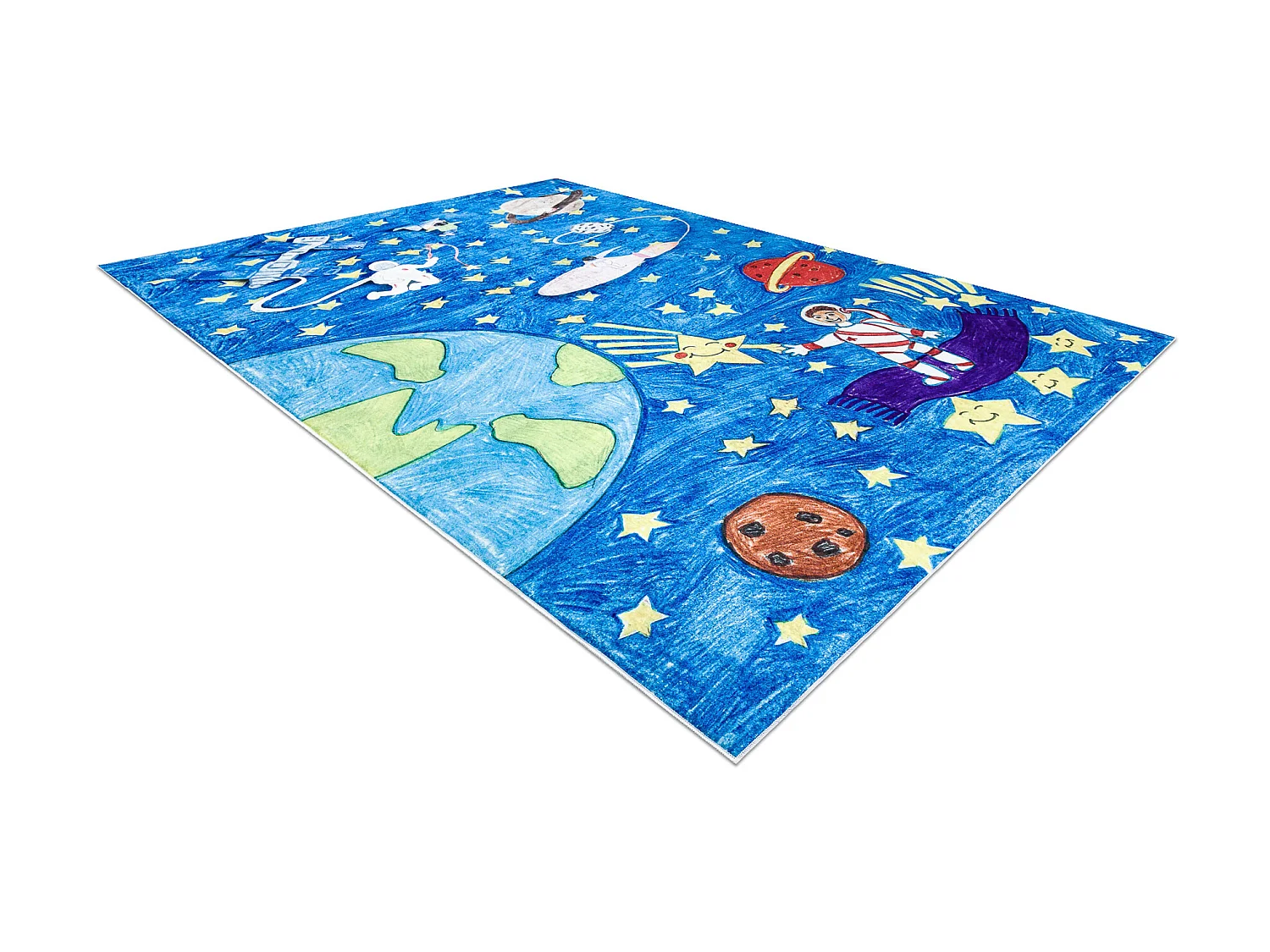 Tapis lavable BAMBINO 2265 Fusée spatiale pour les enfants antidérap 160x220 cm