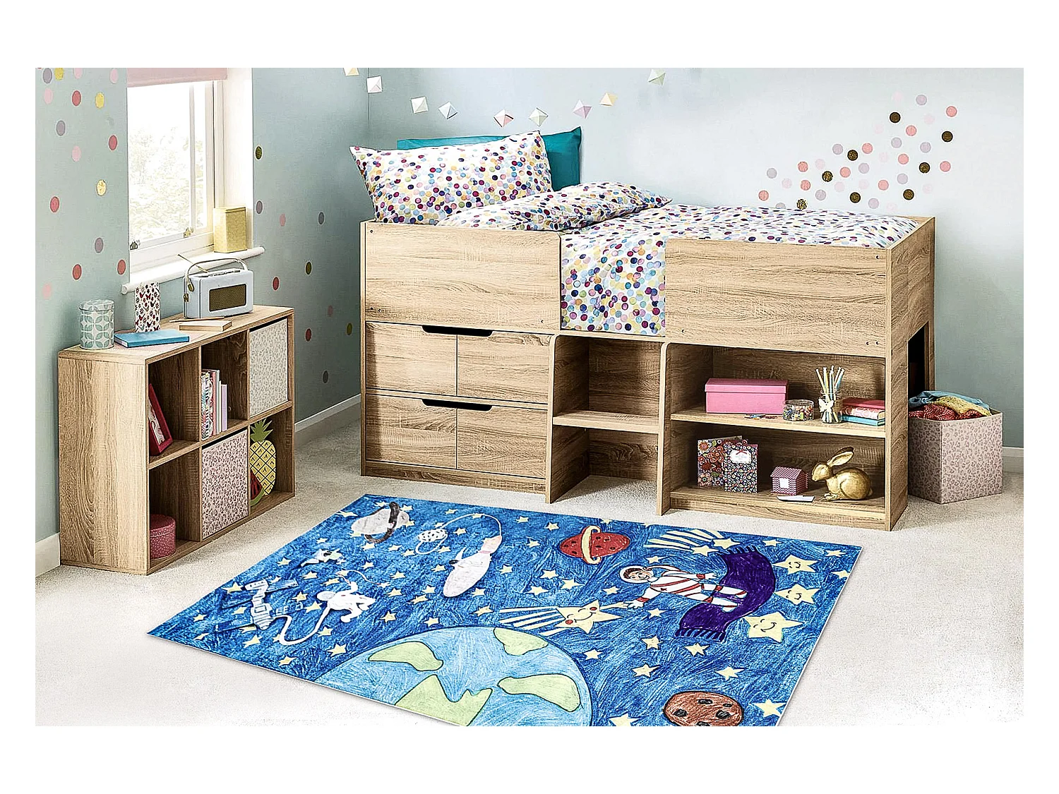 Tapis lavable BAMBINO 2265 Fusée spatiale pour les enfants antidérap 160x220 cm