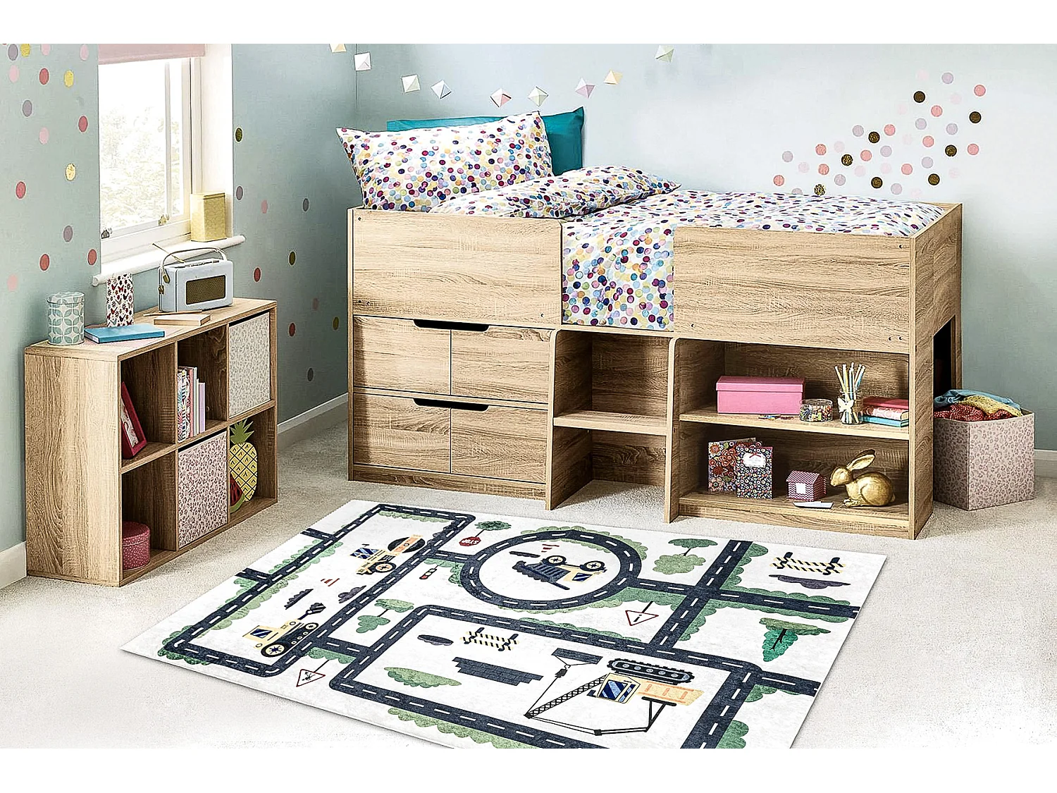 Tapis lavable BAMBINO 2223 Ruelles, voitures pour les enfants antidér 140x190 cm