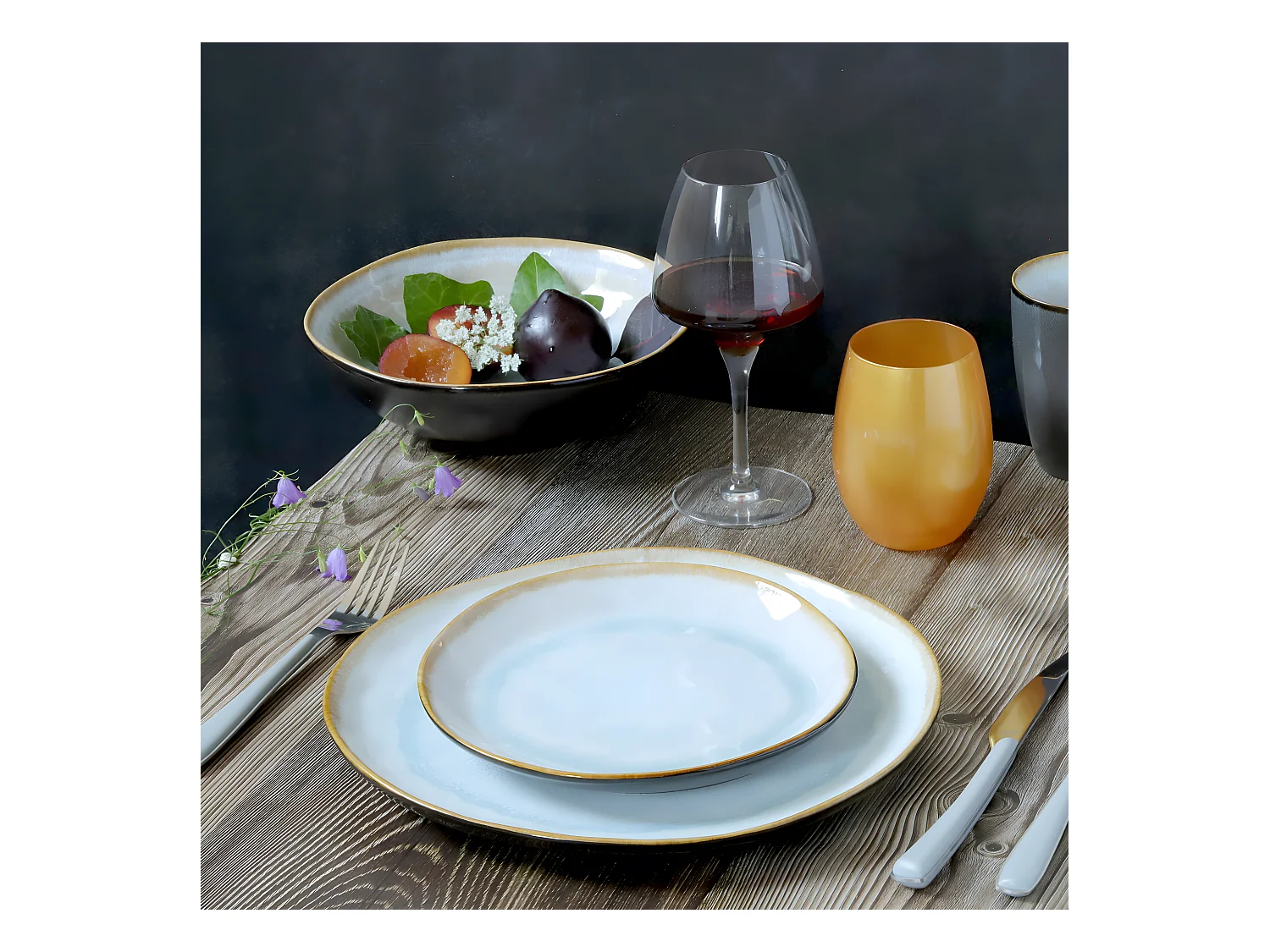 Shadow Aqua - Assiette plate 28 cm (lot de 6)