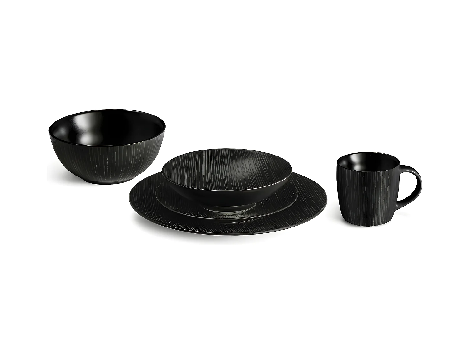 Magma Noir - Assiette plate 27 cm (lot de 6)