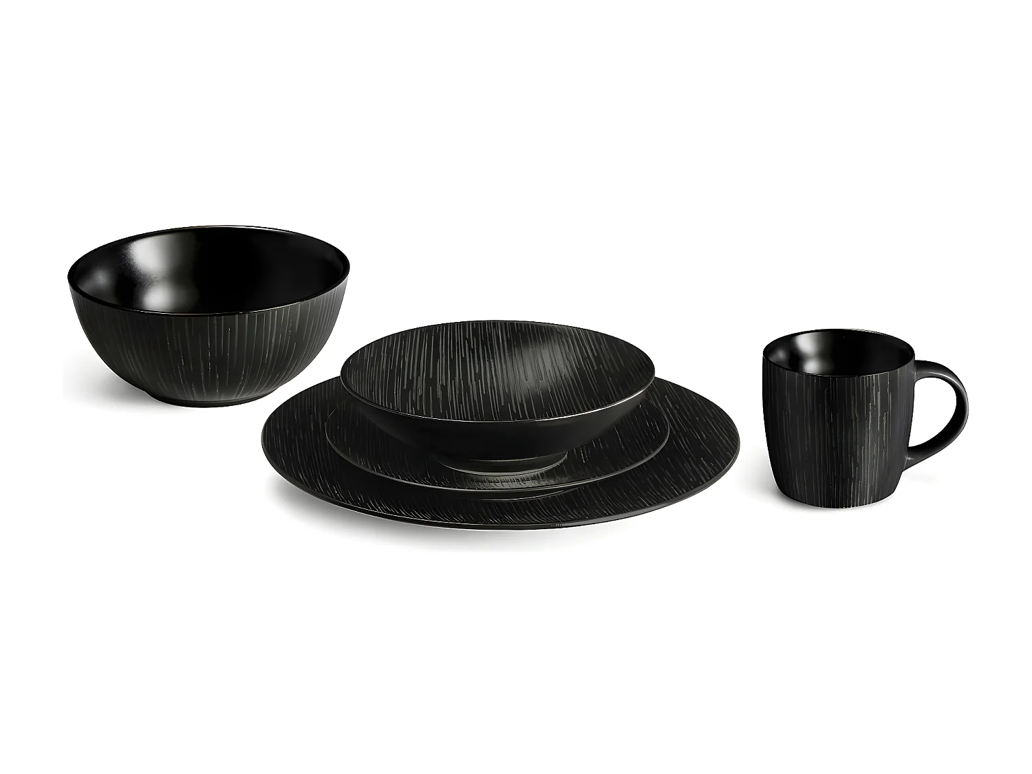 Magma Noir - Assiette salade et pâtes 19 cm (lot de 6)