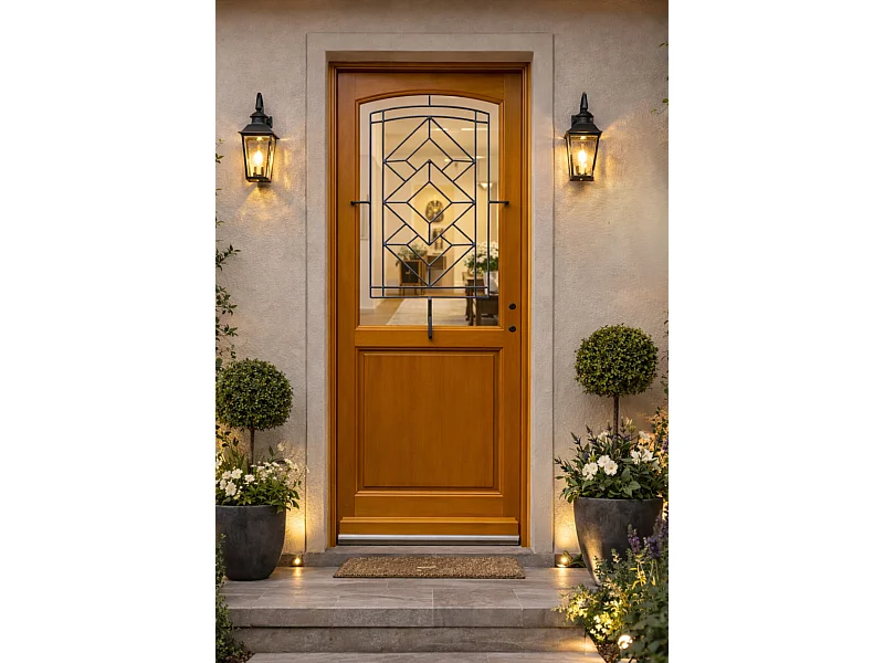 Porte D'entrée Bois Vitrée, Elioth, H.215xl.90 Côte Tableau P. Gauche Gd Menuiseries