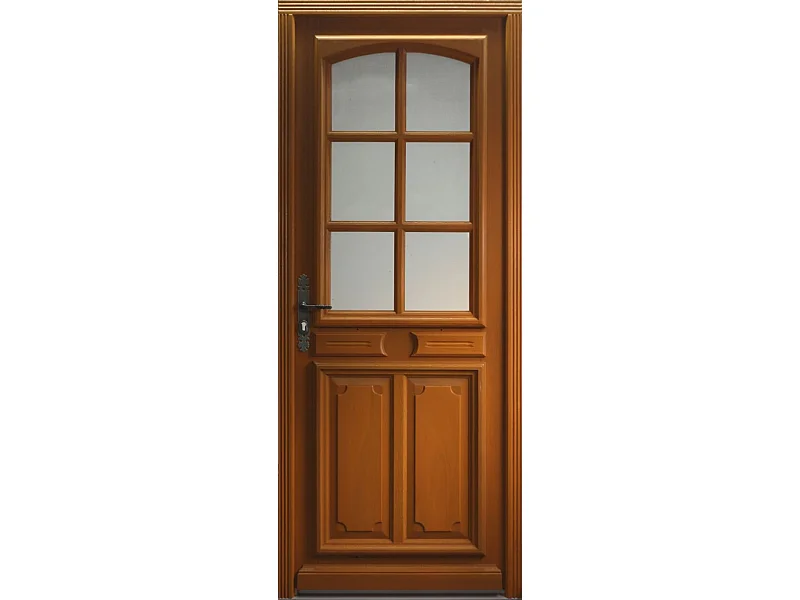 Porte d'entree Bois vitree, Marine, H,215xl,80  p, droit Cotes Tableau
